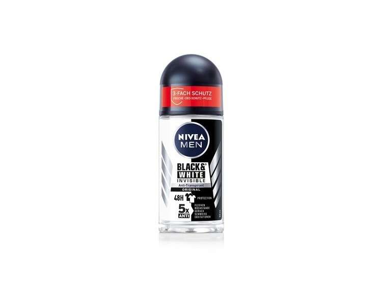 Nivea Men Black+White Deodorant Roll-On 50ml New Formula