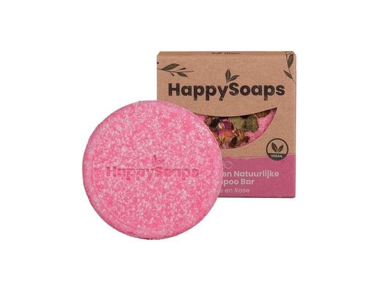 HappySoaps La Vie en Rose Solid Shampoo Bar 70g - Vegan and 100% Plastic Free - Handmade in EU