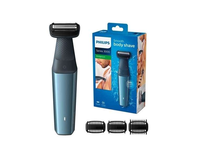 Philips Bodygroom Series 3000 Men's Body Shaver with 3 Comb Attachments for Trimming Model BG3015/15 Cutting Length 3mm-7mm