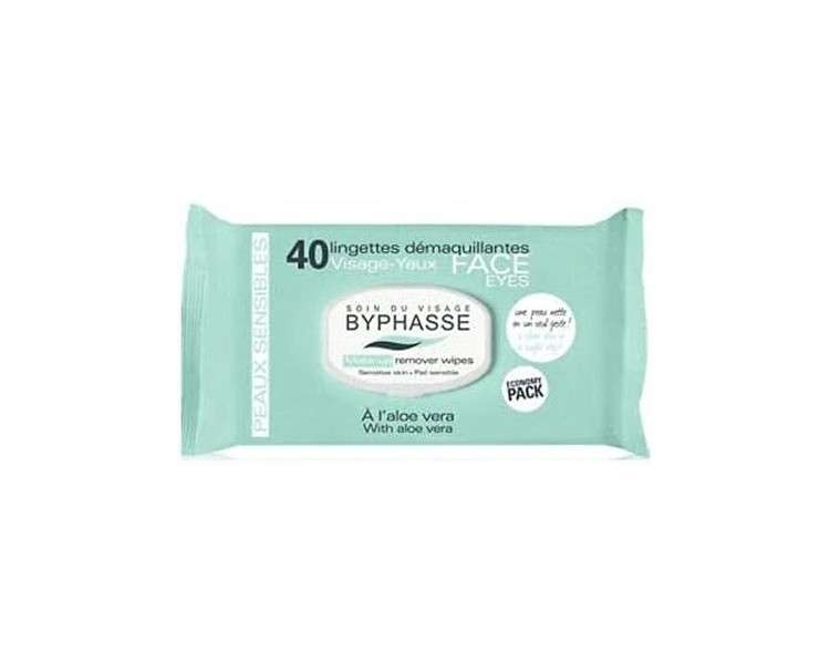 Byphasse Aloe Vera Sensitive Skin Makeup Remover Wipes 40 Count