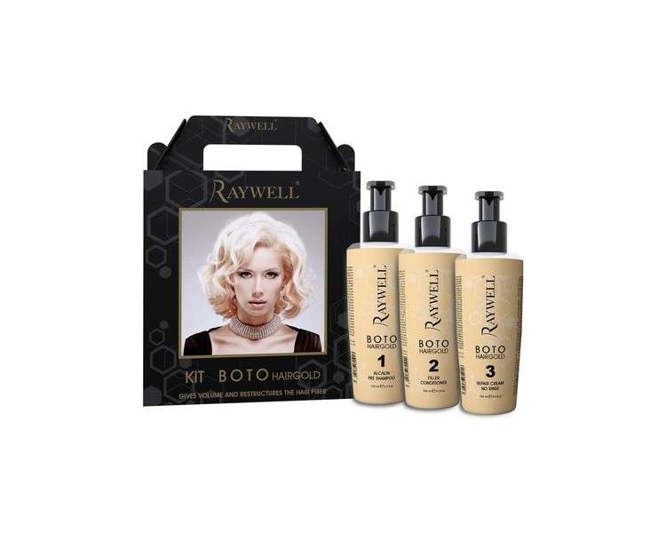 Raywell Hairgold Botox Kit Set Shampoo 150ml Conditioner 150ml Cream 150ml