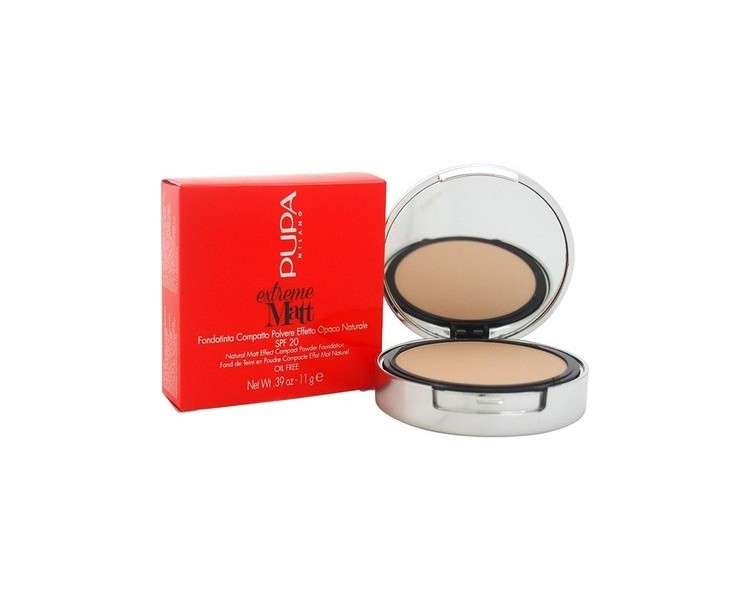 PUPA Milano Extreme Matt Compact Powder Foundation SPF 20 040 Natural Beige for Women 0.39oz