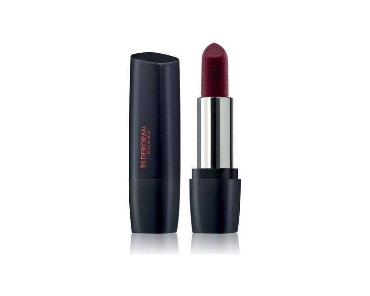 Deborah Milano Red Mat Matte Lipstick with Collagen and Hyaluronic Acid 35 Wine Nourishing and Softening Effect Intense and Long Lips 4.5g