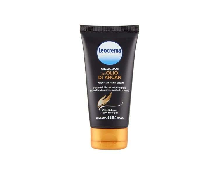 Leocrema Hand Cream with 100% Organic Argan Oil - Strong Anti-Aging Effect - 24-Hour Deep Hydration 75ml