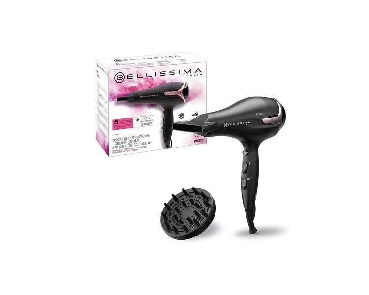 Bellissima K9 2300 Hair Dryer Moisturizes Hair without Frizz Effect 2300W Ion Technology 8 Airflow Combinations Curling Iron