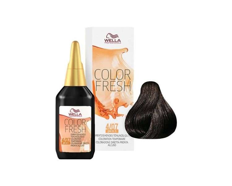 Wella Colour Fresh Semi-Permanent Hair Colour 4/07 Medium Natural Brown 0.098kg