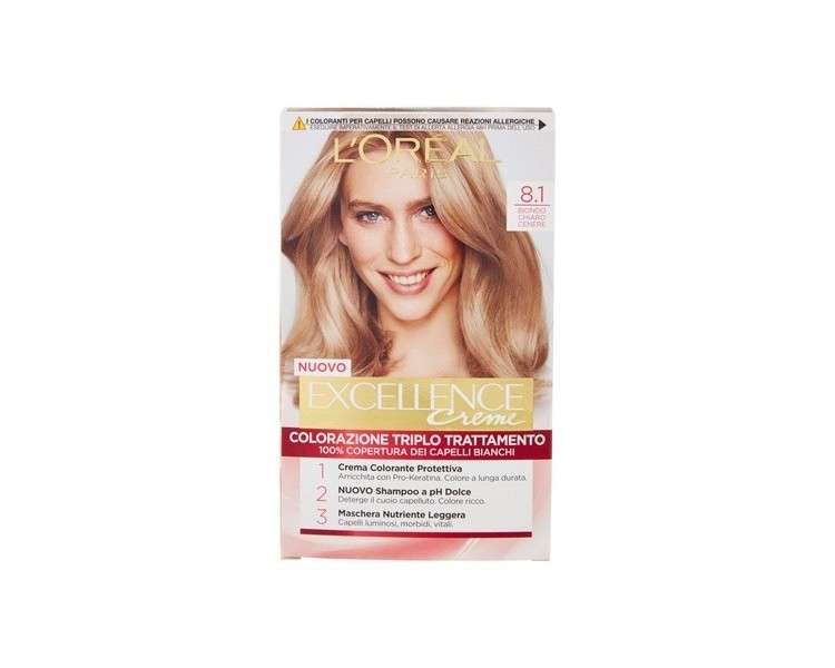 L'Oréal Paris Excellence Creme Triple Treatment Hair Color 8.1 Light Ash Blonde