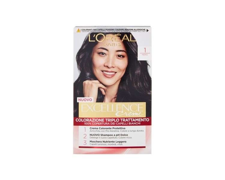 L'Oréal Paris Excellence Creme Triple Treatment Color for Long-Lasting Results 1 Black