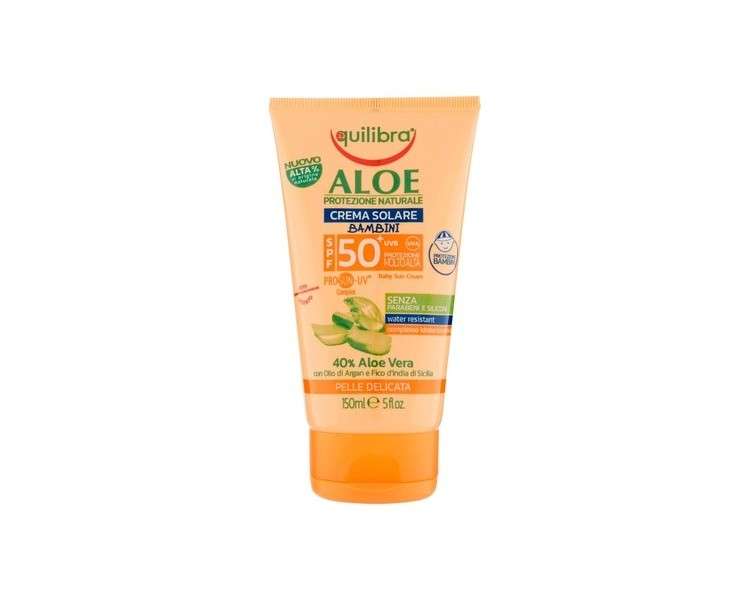 Equilibra Solari Aloe Sunscreen for Kids SPF 50+ with Aloe Vera, Almond Milk, and Vitamin E Water Resistant 150ml