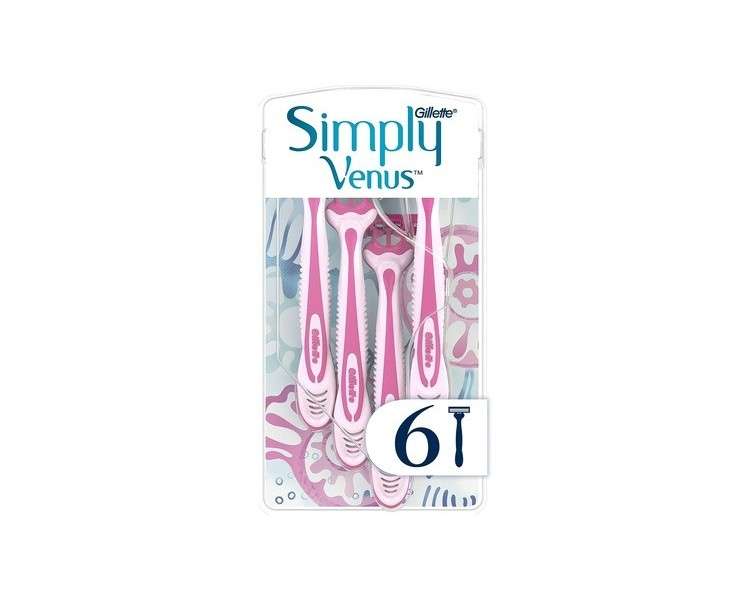 Gillette Simply Venus 3 Disposable Shavers for Women with Lubricating Strip