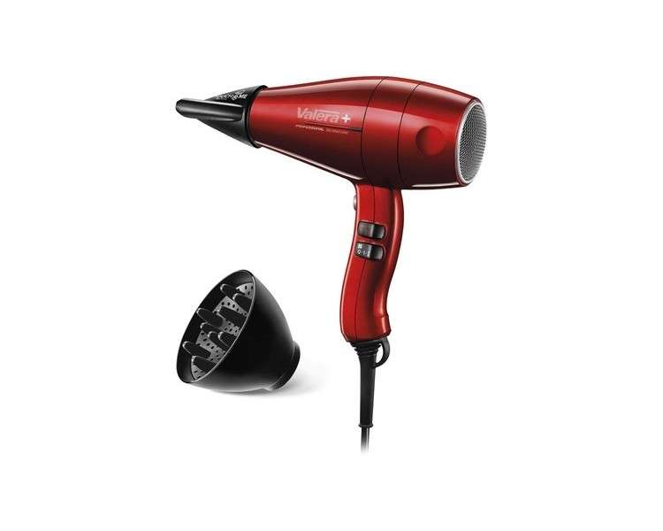 Valera Swiss Silent Jet 8500 Professional Hair Dryer with AC-PERFORMANCE Motor 3 Temperature Settings Ion Generator Super-Flex Cable 2000W Red