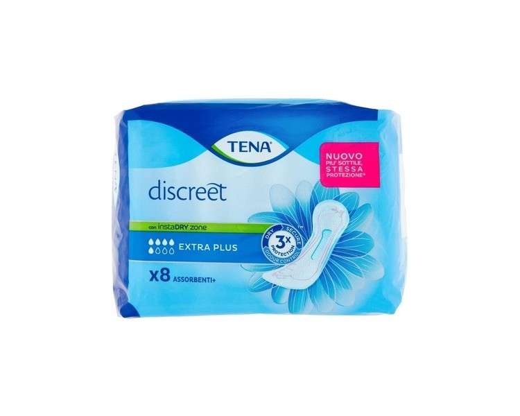 Tena Discreet Extra Plus Sanitary Pads - Pack of 8