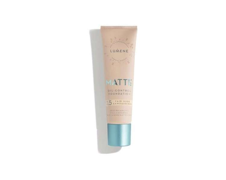 Lumene Matt Control Oil Free Foundation for Oily and Combination Skin Full Coverage with Arctic Cloudberry 30ml 0.5 Fair Nude