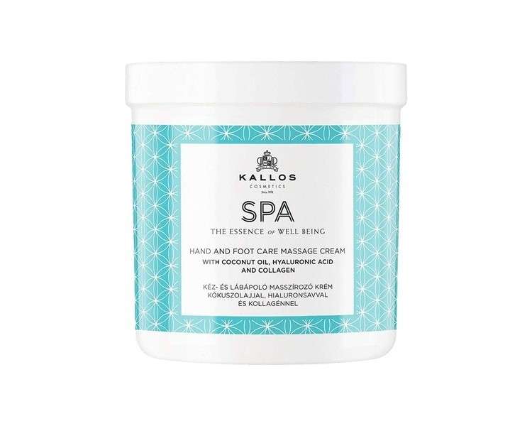 Kallos Spa Hand and Foot Care Massage Cream with Coconut Oil, Hyaluronic Acid and Collagen 500ml