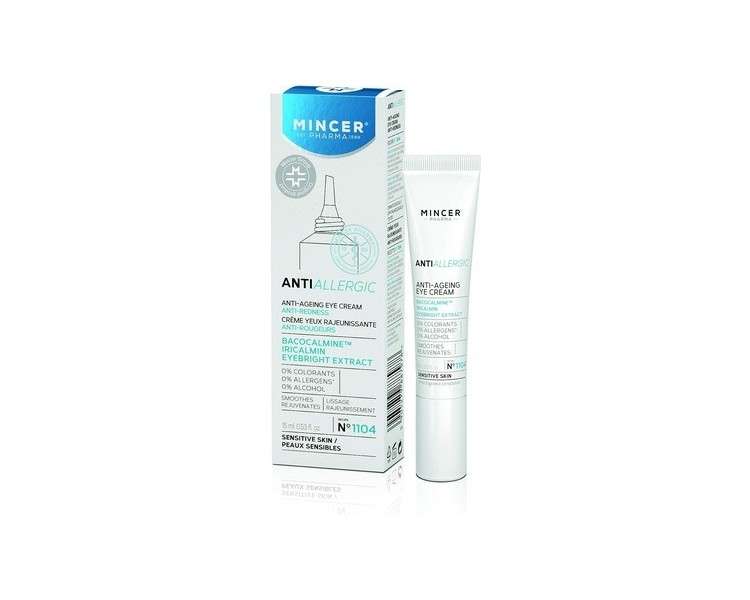 Mincer Pharma Anti-Allergic Anti-Redness Anti-Aging Smoothing Eye Cream for Sensitive Skin with Bacocalmine, Iricalmin, and Eyebright Extract 15ml