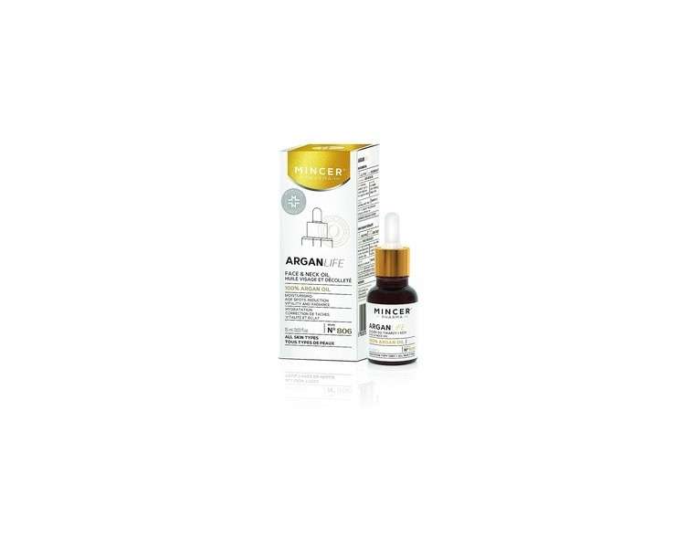 Mincer Pharma Argan Life 50+ Moisturizing, Illuminating and Age Spots Reducing Face and Neck 100% Argan Oil 15ml