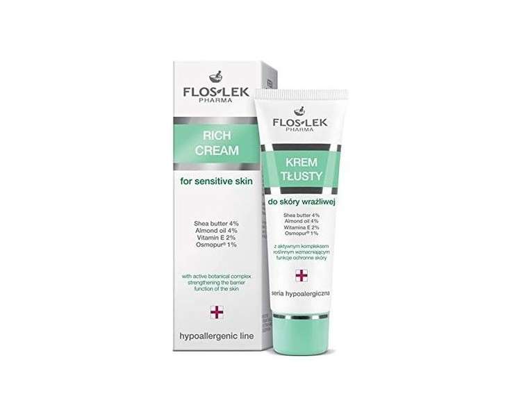 Floslek Pharma Hypoallergenic Rich Cream for Hypersensitive Skin with Almond Oil 50ml