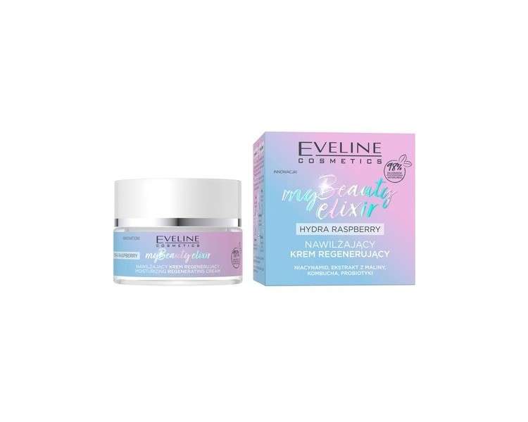 EVELINE COSMETICS My Beauty Elixir Hydra Raspberry Moisturizing Regenerating Cream Nourishing Soothing Organic Vegan Formula 98% Natural Under Makeup 50ml