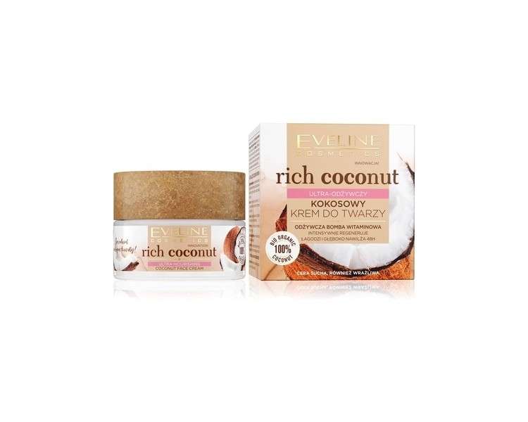 Eveline Cosmetics Rich Coconut Ultra Nourishing Facial Cream for Dry Sensitive Skin 50ml