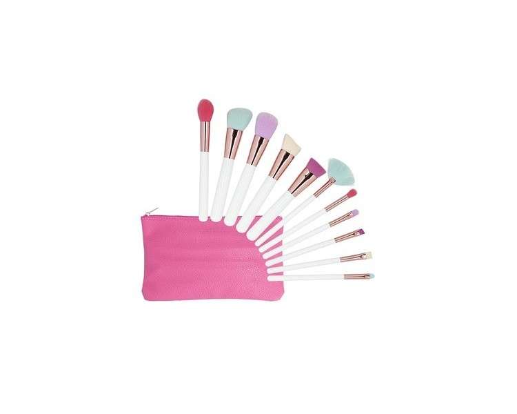 T4B MIMO 11 Piece Makeup Brush Set with Case - Multicolor