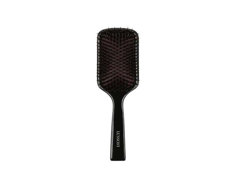 TB TOOLS FOR BEAUTY Lussoni Wooden Detangling Hair Brush with Boar Bristles Anti-Static for Long Hair Black Paddle