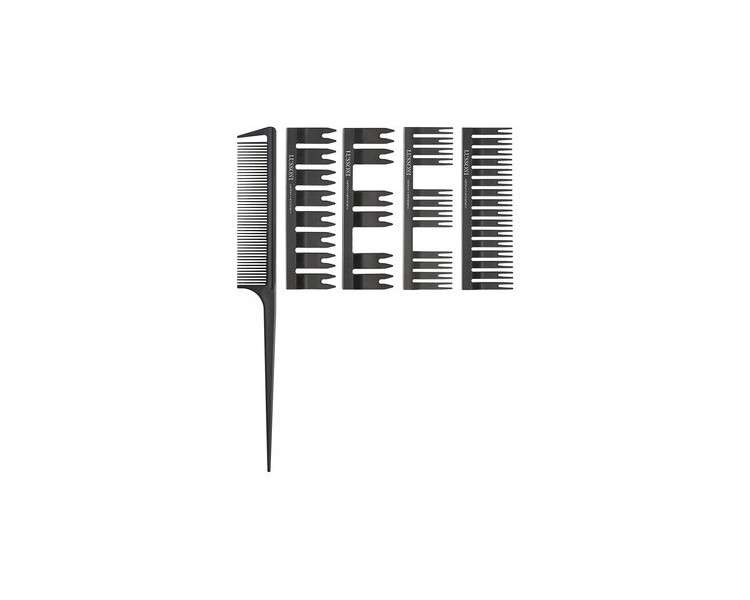 T4B LUSSONI DC 500 Carbon Hair Comb Set with 4 Attachments for All Hair Types