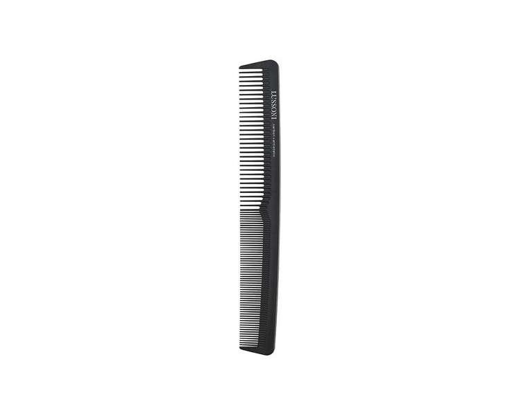 T4B Lussoni Cutting Comb Carbon Hair Cutting Comb for All Hair Types with Antistatic and Negative Ions, Coarse and Fine Teeth 104