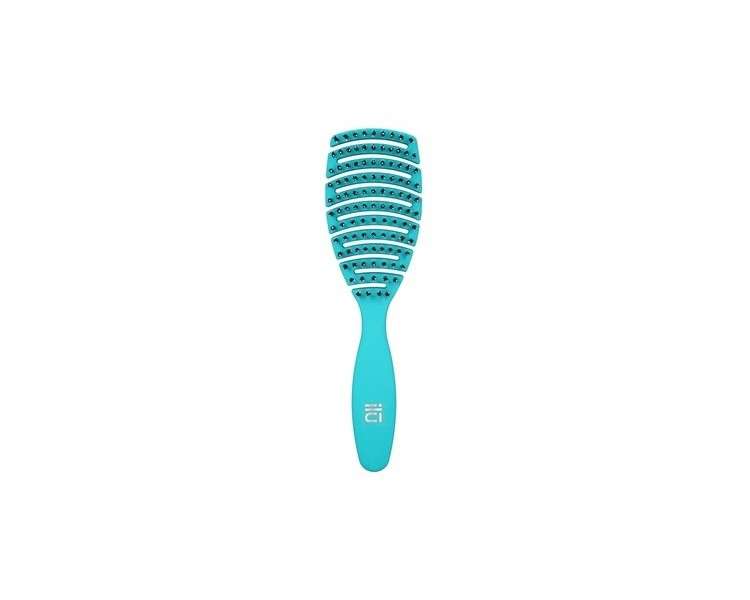 T4B Ilu My Happy Color Ocean Blue Easy Detangling Professional Hairbrush with Soft Hair Bristles