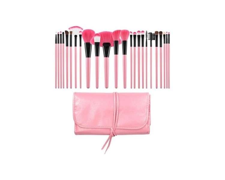 T4B MIMO Set of 24 Makeup Brushes with Brush Case (Pink)