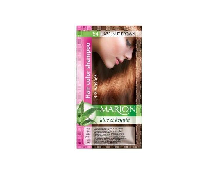 Marion Hair Dye Shampoo with Aloe and Keratin 64 Hazelnut Brown