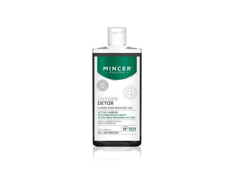 Mincer Pharma Oxygen Detox Carbo Face Wash Gel with Activated Charcoal and Diatomaceous Earth 250ml