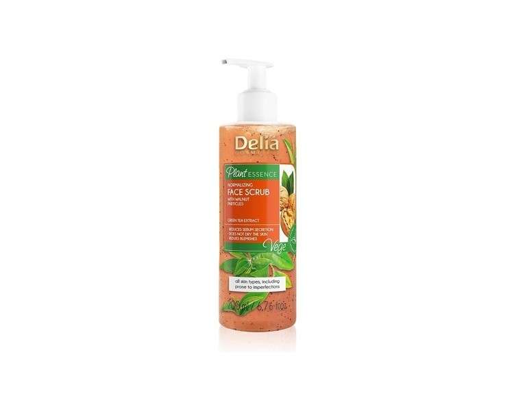 Delia Cosmetics Plant Essence Facial Scrub Removes Impurities Vegan Friendly Peeling Natural Ingredients All Skin Types Reduces Excess Sebum Eliminates Blemishes Moisturizes 200ml