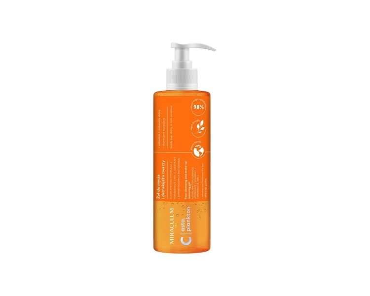 Miraculum 200ml Cleansing Gel and Face Structure with Vitamin C Refreshing Light Purifies 98% Natural with Hydrolate and Lyarinde Extract Plankton Stem Orange