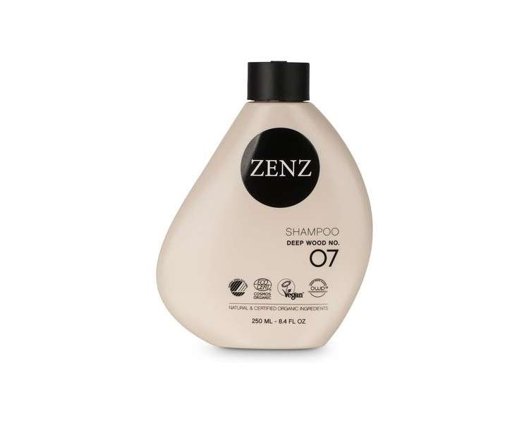 ZENZ Deep Wood Shampoo 250ml - Scent of Sandalwood, Patchouli & Myrrh - Silicone Free - Especially Suitable for Curly & Dry Hair - For All Hair Types