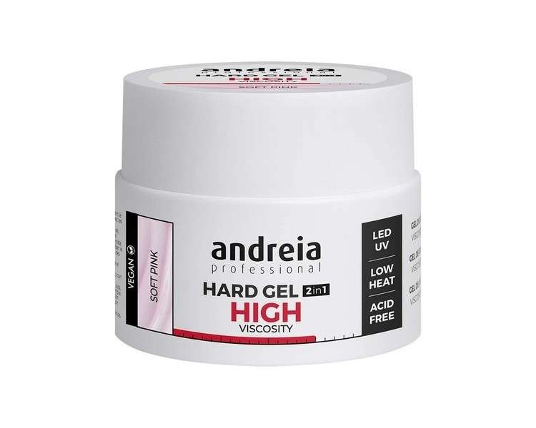 Andreia Professional Hard Nail Gel Biphasic 2 in 1 LED and UV Gel Nail Builder High Viscosity Soft Pink 44g