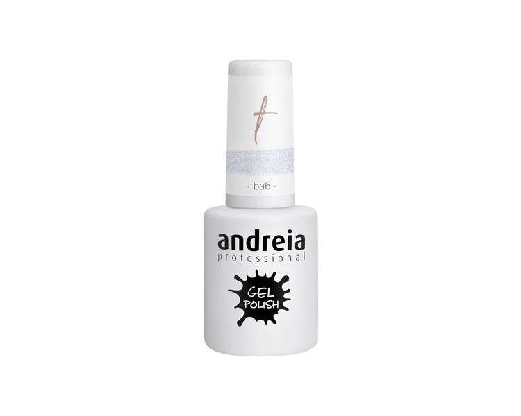 Andreia Semi-Permanent Nail Gel Polish for UV/LED Lamp Intense Shine and 4 weeks Lasting Varnish Colour BA6 Clear Glitter 10.5ml