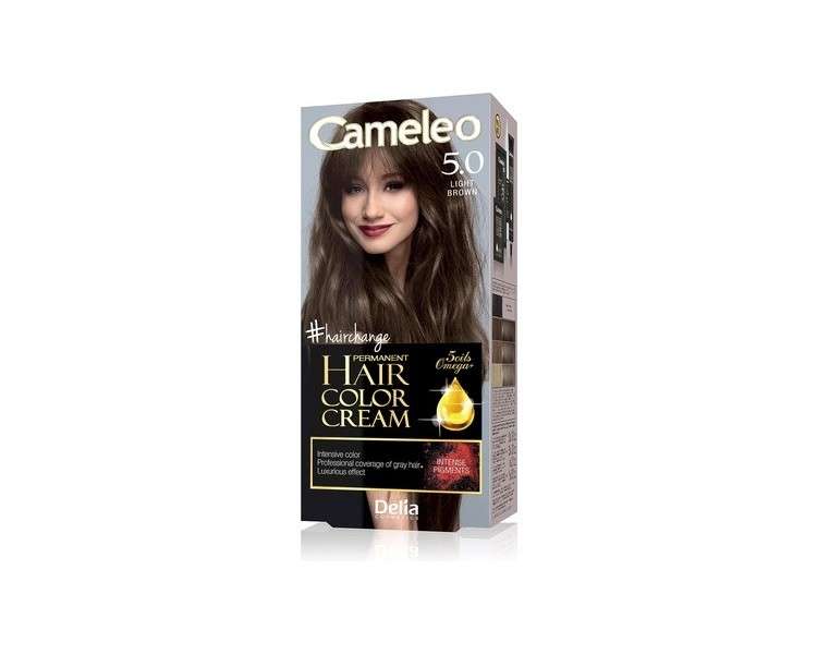 Cameleo Permanent Hair Colour Cream Light Brown Intensive Color & Protection 5 Oils + Omega Plus Acids Professional Luxurious Hair Dye