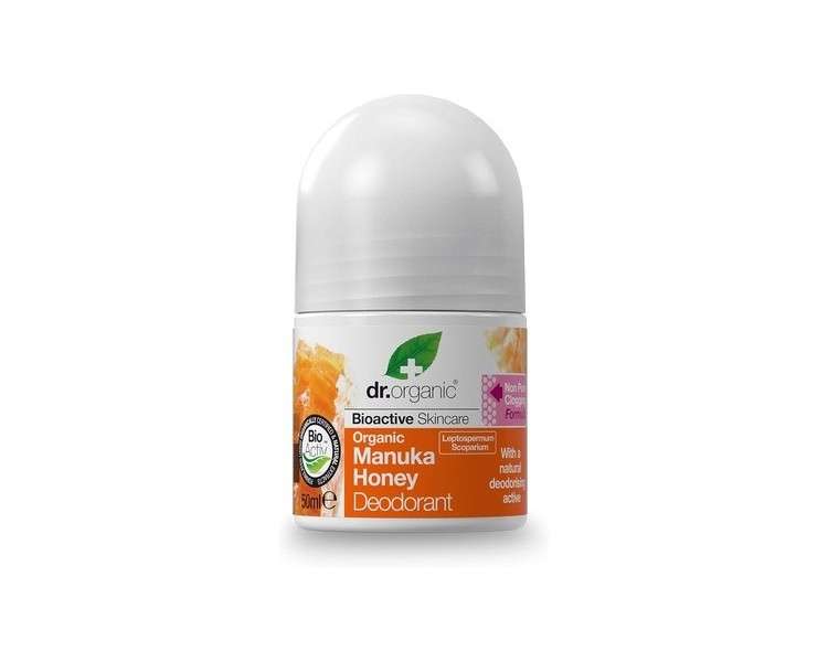 Dr Organic Manuka Deodorant Natural Vegetarian Cruelty Free Paraben & SLS Free Aluminium Free 50ml Manuka Honey