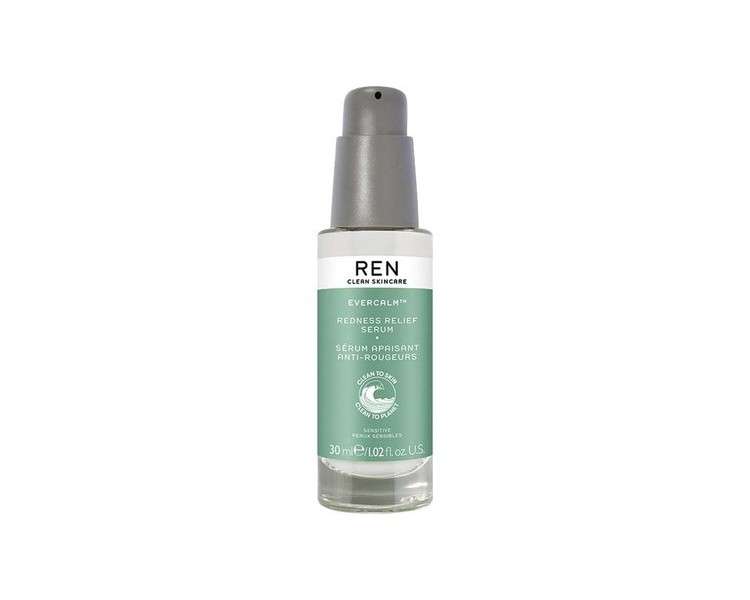 REN Clean Skincare Evercalm Redness Relief Serum Fast-Acting to Reduce and Relieve Redness Calm Sensitive Skin 30ml
