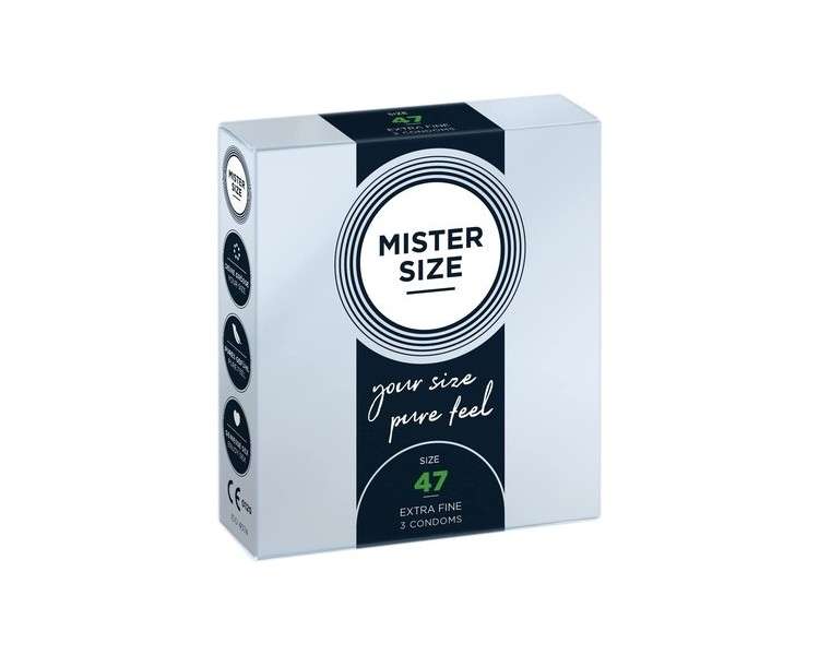 Mister Size 47mm Ultra-Sensitive Condoms for Men Extra Thin Extra Fine Extra Lube Made from 100% Natural Rubber Latex in Your Size XS - S Real Feel Pack of 3 47mm