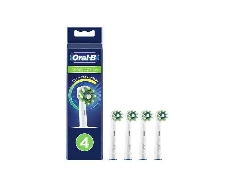 Oral-B Cross Action Electric Toothbrush Head with CleanMaximiser Technology Pack of 4