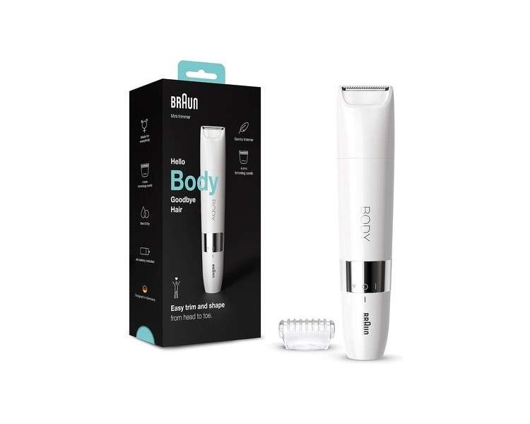 Braun Body Mini-Trimmer Electric Body Shaver  for Men and Women - White BS1000