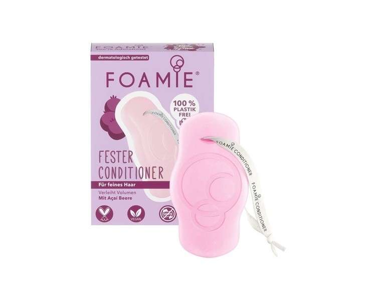 Foamie Solid Conditioner 80g for Fine and Dry Hair - Provides More Volume with Açaí Berries and Almond Extracts - 100% Vegan - Without Plastic - No Animal Testing