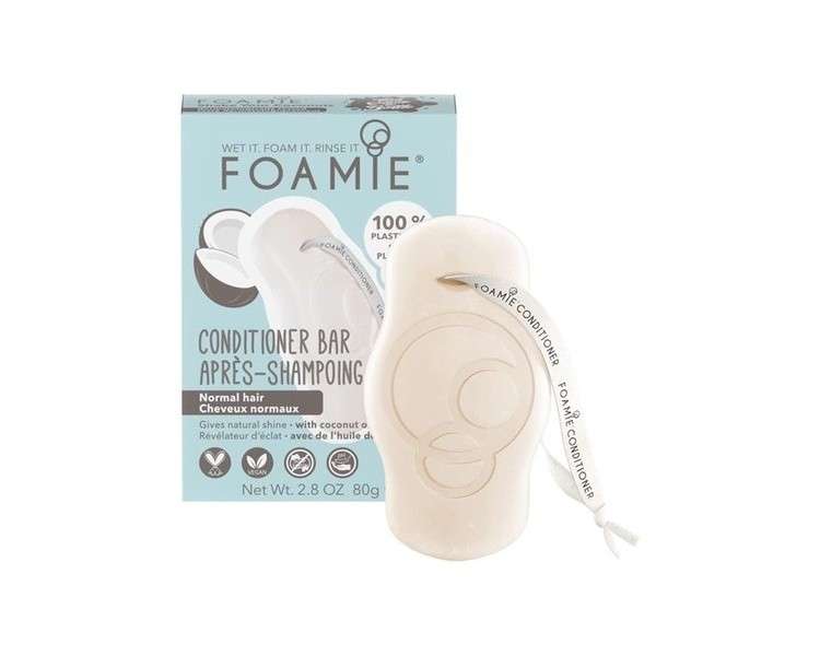 FOAMIE Coconut Conditioner Bar for Normal Hair - Plastic-Free, pH-Balanced, Soap-Free - Made in the UK