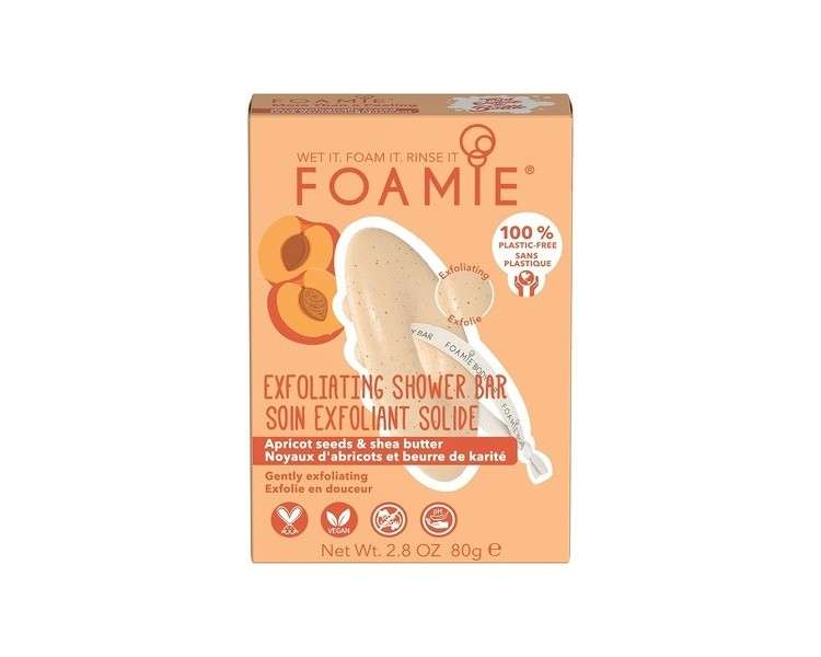 FOAMIE Exfoliating Body Wash Bar with Apricot Seeds and Shea Butter 100% Vegan and Cruelty Free