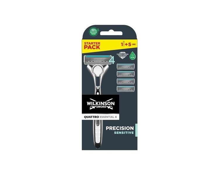 Wilkinson Sword Quattro Titanium Sensitive 4 Razor Blade Shaver