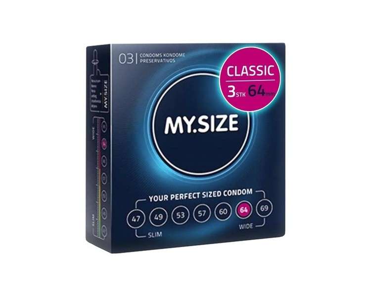 MY.SIZE PRO Condom Size 6 64mm 3 Pieces - The New Generation MY.SIZE Condoms 64mm - Pack of 3