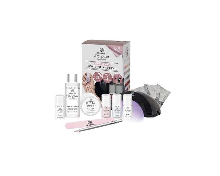 Alessandro Striplac Peel or Soak Vegan Starter Kit LED Nail Polish Set French Rose - Perfect Nails in 15 Minutes