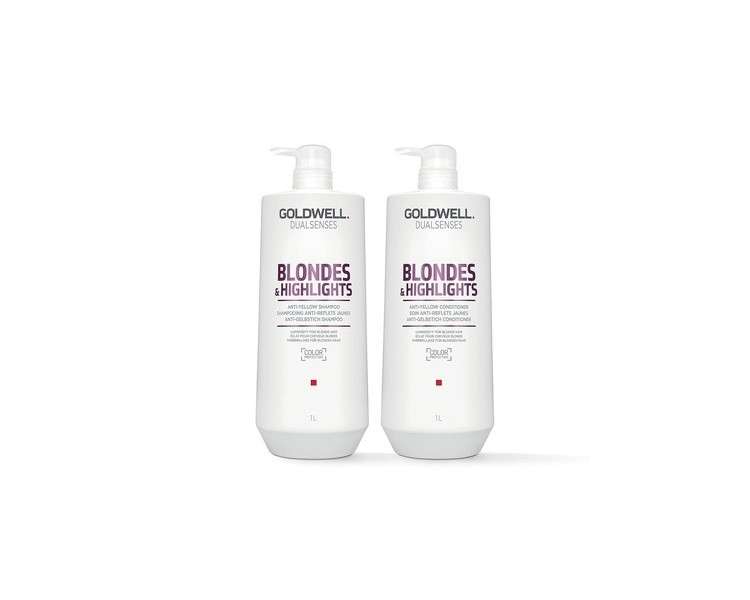 Goldwell Dualsenses Blondes & Highlights Anti-Yellow Shampoo and Conditioner 33.8 Fl Oz