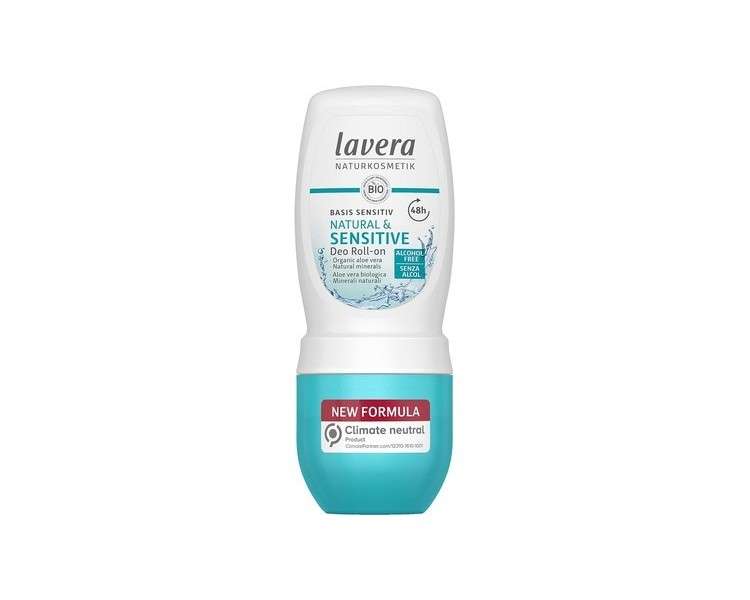 Lavera Basis Sensitive Natural & Sensitive Deodorant Roll-on with Organic Aloe Vera 48h Protection for Sensitive Skin 50ml